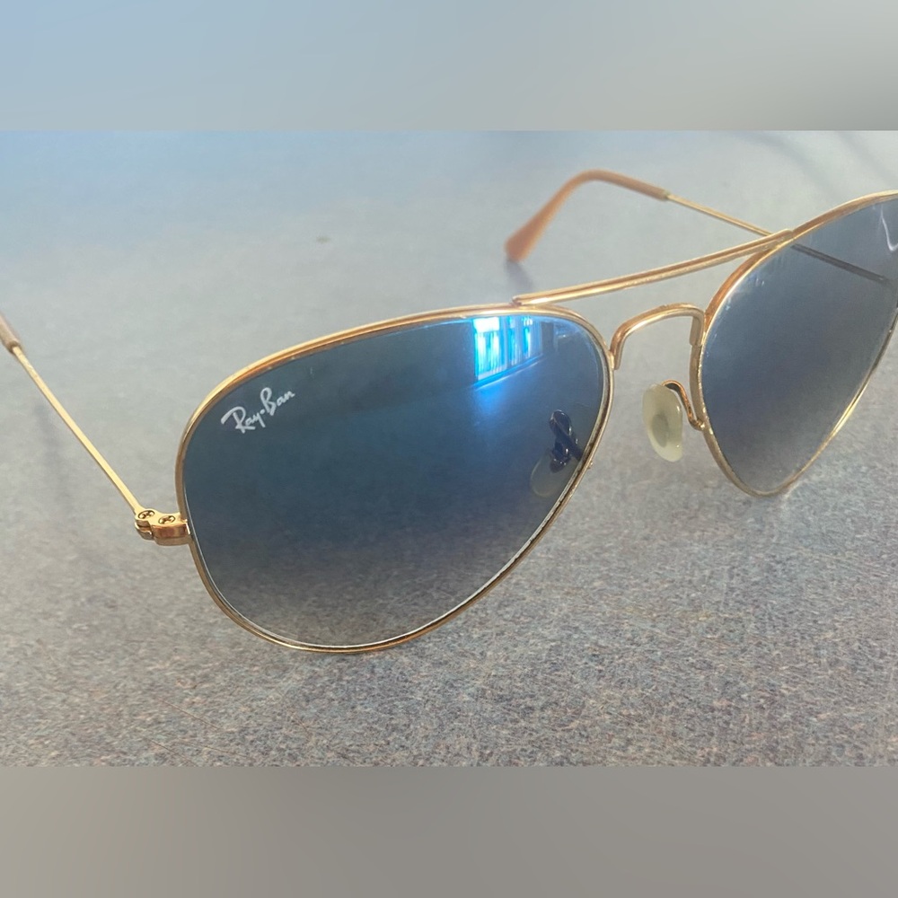 Ray-Ban Aviator Sunglasses Vintage 58014 Gold Frame Flash Blue Lenses - Picture 4 of 10